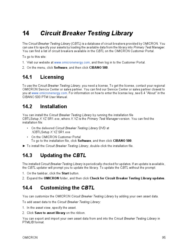 Circuit Breaker Testing Library ENU PDF Software System Software