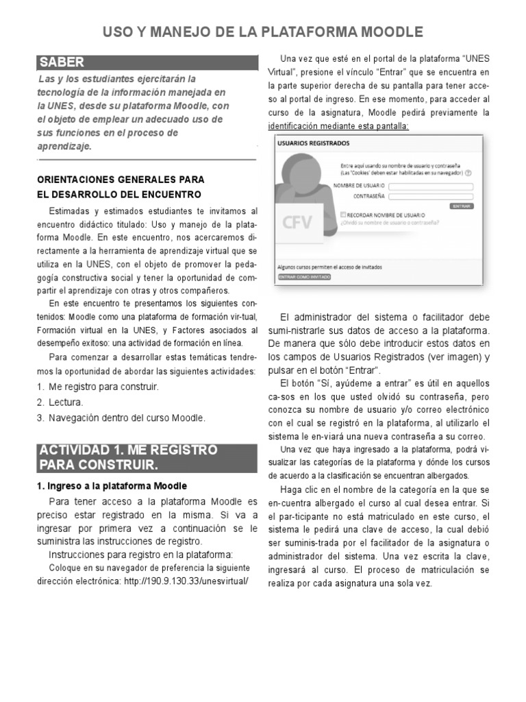 Uso y Manejo de La Plataforma Moodle | PDF | Moodle | Chat en linea
