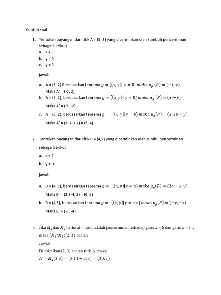 Contoh Soal Refleksi Kumpulan Informasi