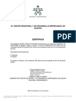 Certifica: El Centro Industrial Y de Desarrollo Empresarial de Soacha