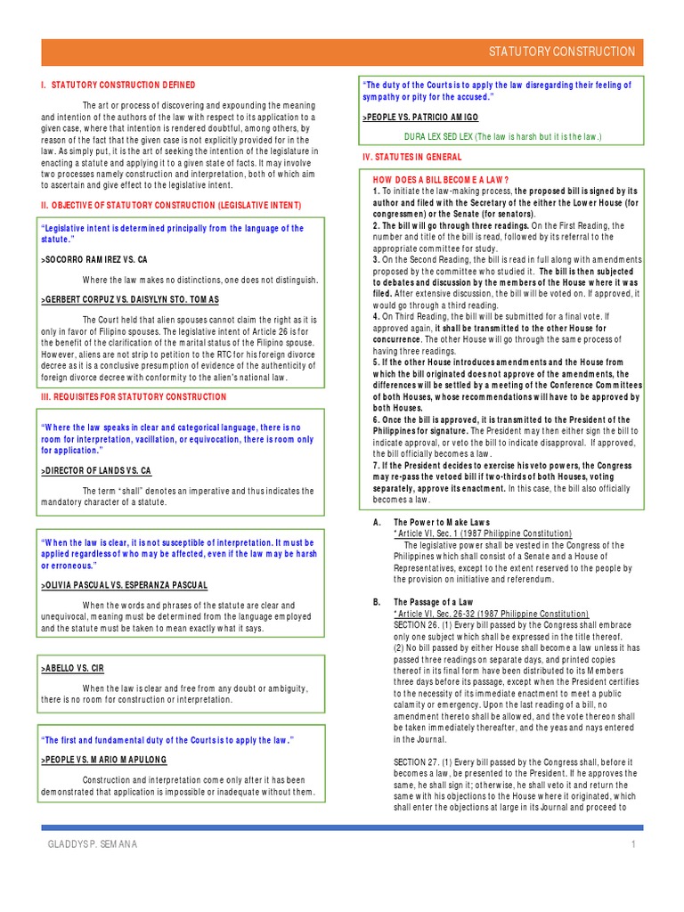 I. Statutory Construction Defined PDF Statutory Interpretation