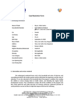 Case Resolution Form: I. Identifying Information