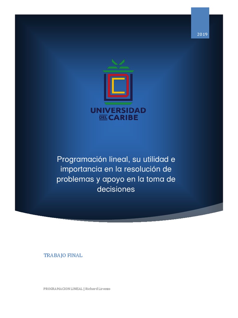 Trabajo Final. Programación Lineal PDF | PDF | Informática y tecnología ...