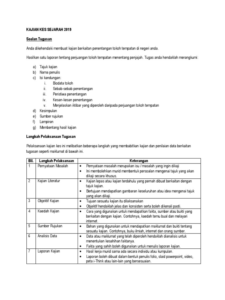 Kajian Kes Sejarah 2019 Pdf