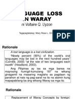 Language Loss in Waray: Ni Voltaire Q. Uyzon