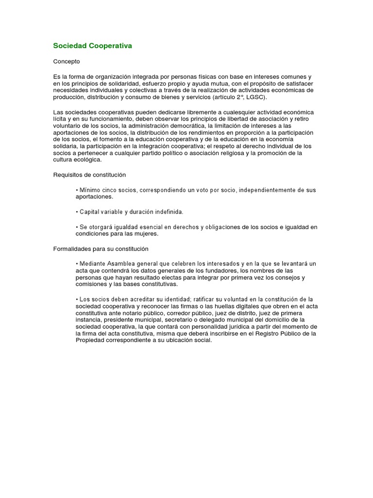 Sociedades Cooperativas en México | PDF | Cooperativa | Sociedad