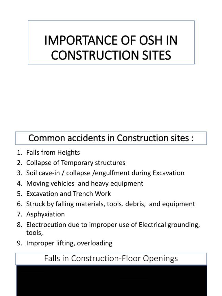 OSH Importance in Construction Safety | PDF