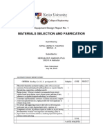 Materials Selection and Fabrication: Equipment Design Report No. 1