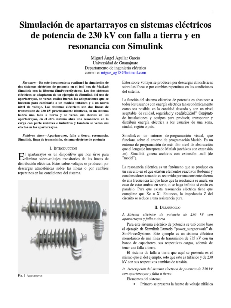 Simulación de Apartarrayos a 230 kV | PDF | Energia electrica | Poder ...