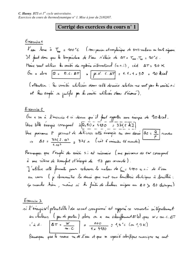 Corr - Cours - 1 THERMO | PDF