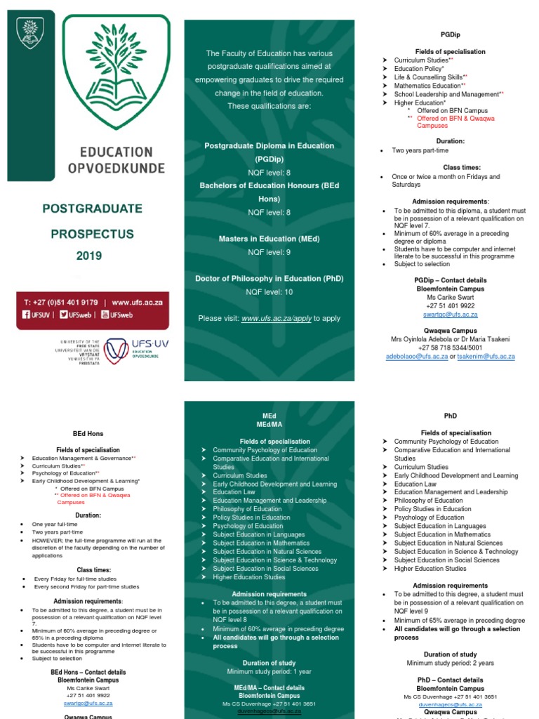 2019 Postgraduate Brochure PDF | PDF | Academic Degree | Postgraduate ...