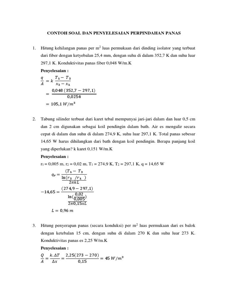 Contoh Soal Perpindahan Panas Konveksi Download File Guru