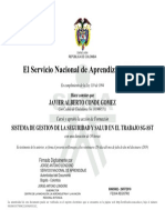 SENA certificado formación SGSST JAVIER ALBERTO CONDE