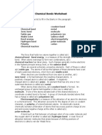 Chemical Bonds Worksheet