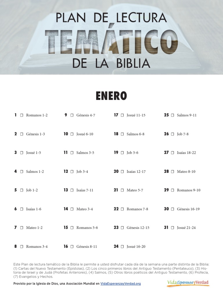 Plan de Lectura de la Biblia Temático | PDF | Viejo Testamento | Libro ...