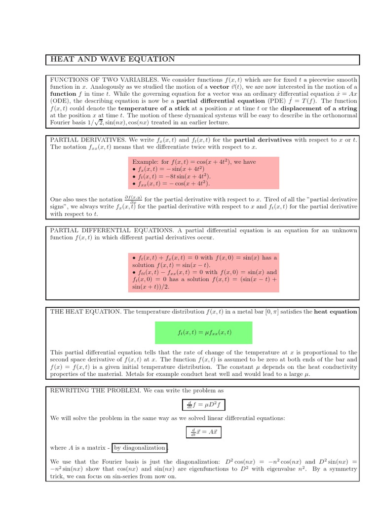 Heat and Wave Equation | PDF | Partial Differential Equation | Derivative
