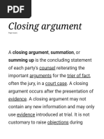 Closing Argument or Conclusion Writing