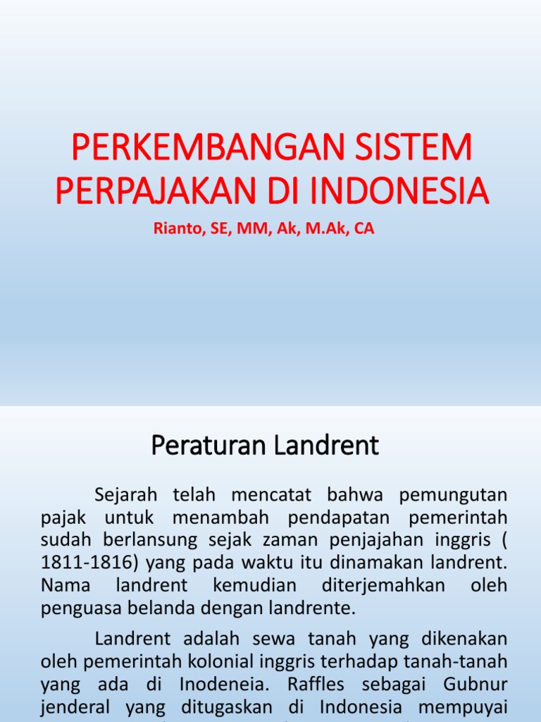 Perkembangan Sistem Perpajakan Di Indonesia | PDF