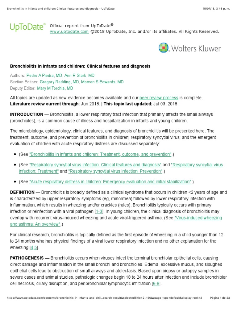 Bronchiolitis in Infants and Children - Clinical Features and Diagnosis ...