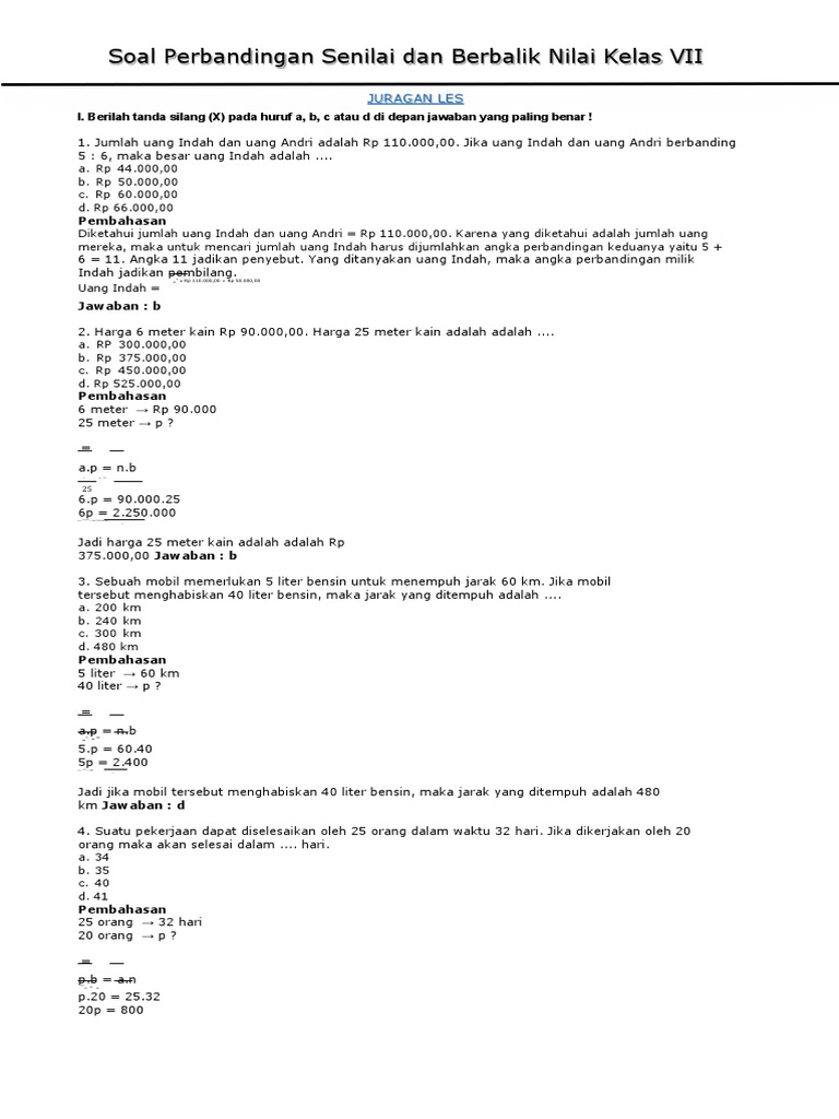 Soal Perbandingan