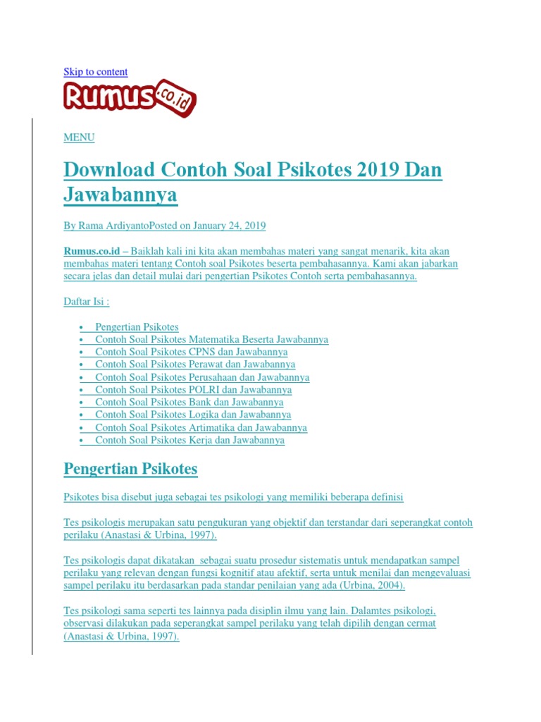 Soal Psikotest