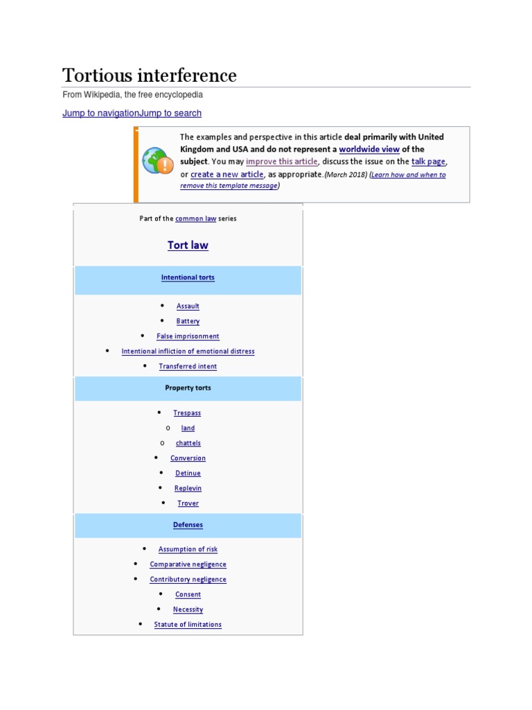 Tortious Interference Tort Law Download Free PDF Tortious