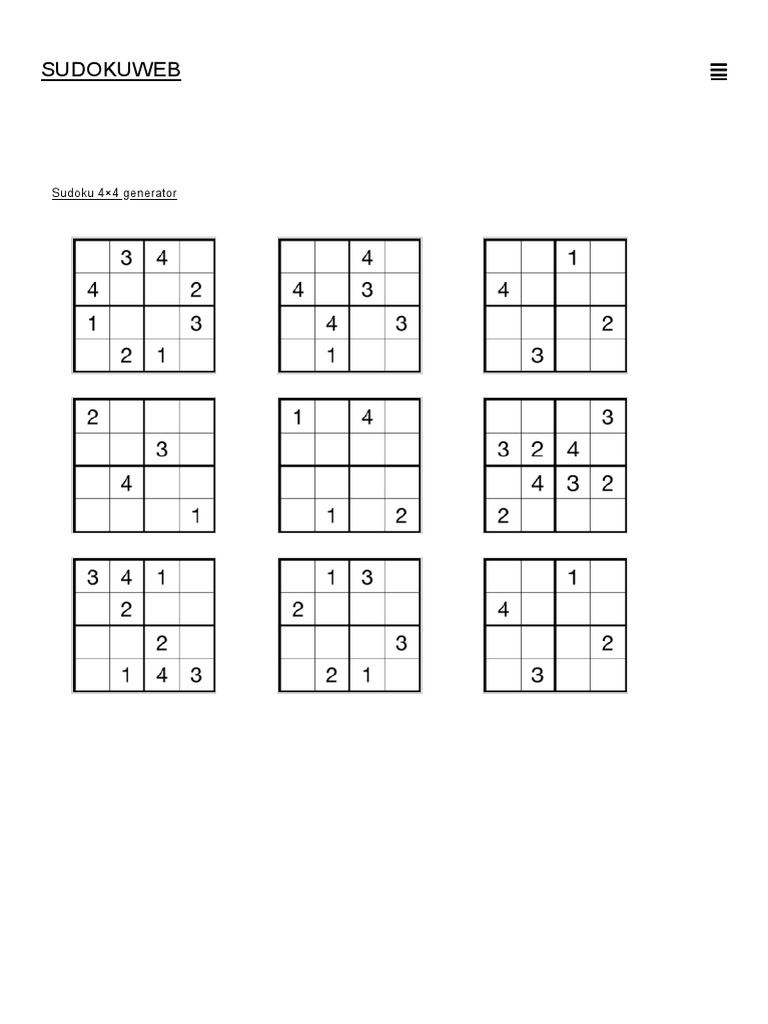 Sudoku Generator » Sudoku 4×4