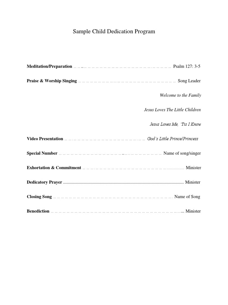Child Dedication Ceremony Program | PDF