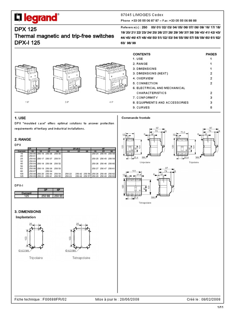 DPX 125 Thermal Magnetic and Trip-Free Switches DPX-I 125: 87045 ...