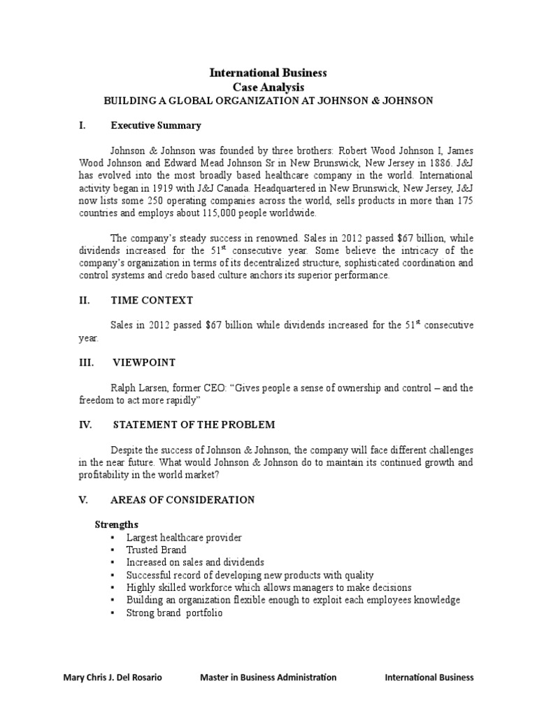 Maintaining Global Growth and Profitability Johnson & Johnson's