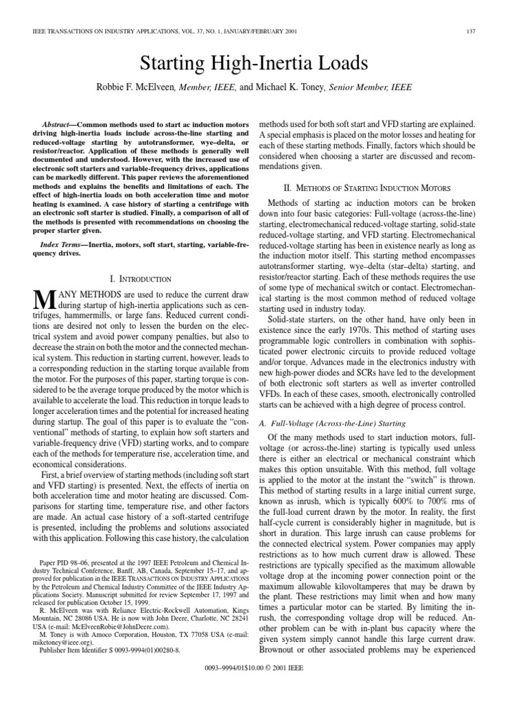 Starting High-Inertia Loads | PDF | Electric Motor | Power Inverter