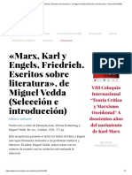 «Marx, Karl y Engels, Friedrich. Escritos Sobre Literatura», De Miguel Vedda (Selección e Introducción) - Herramienta WEB