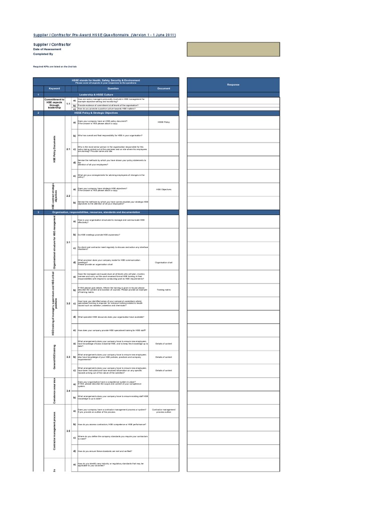 5) SEC C 6.2 HSSE Capability - Questionnaire | PDF | Audit | Competence ...