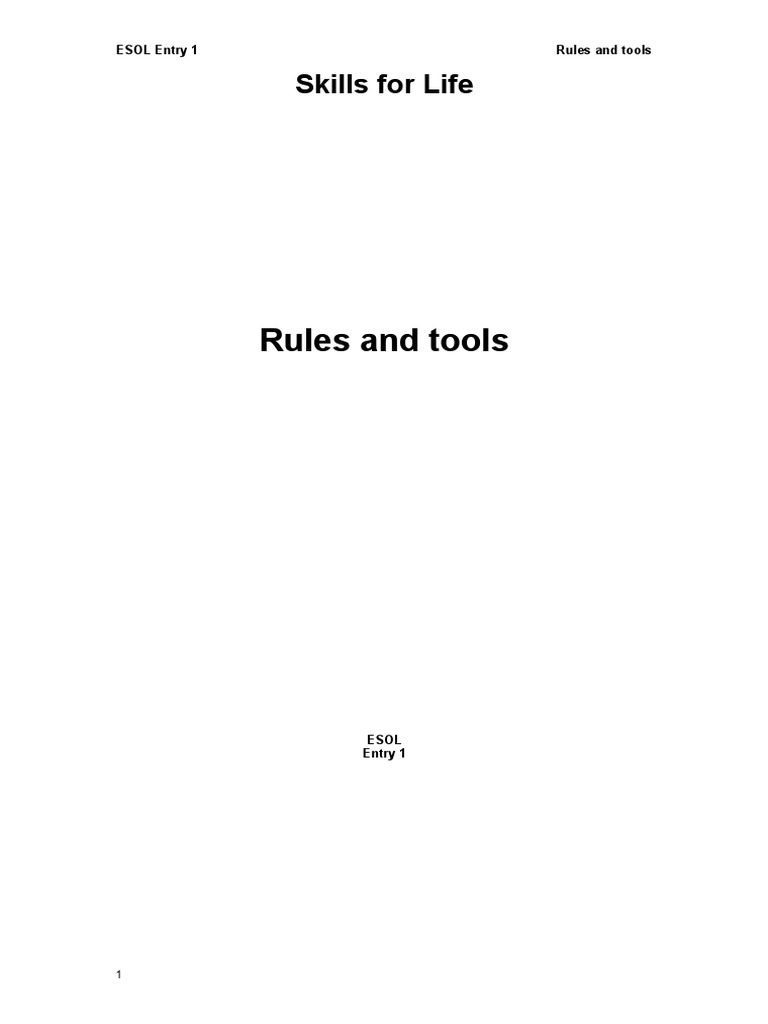 Esol E1 Rules And Tools Pdf Plural English Language