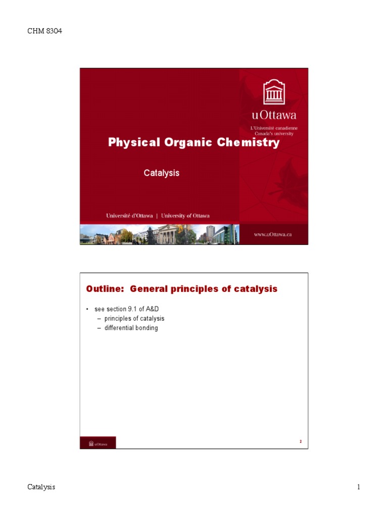 Catalysis and Physical Organic Chemistry | PDF | Catalysis | Chemical