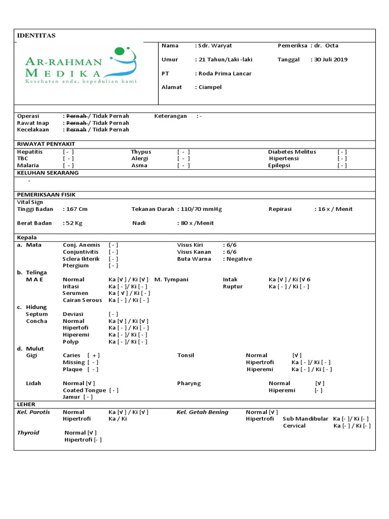 Contoh Laporan Pemeriksaan Fisik Terbaru vrogue.co
