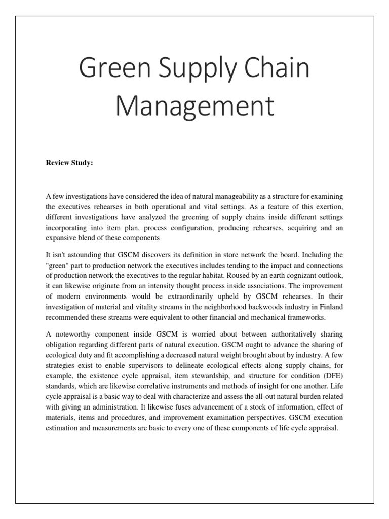 Green Supply Chain Insights | PDF | Hypothesis | Ecology
