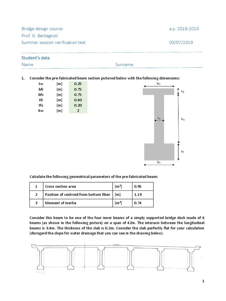 Bridge Design Exam Solution | PDF | Beam (Structure) | Stress (Mechanics)