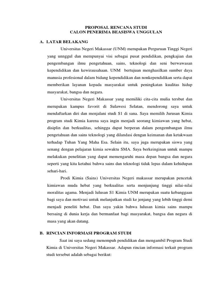 Pdf Proposal Rencana Studi Beasiswa