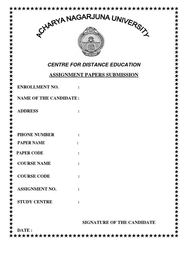 Centre For Distance Education: Assignment Papers Submission | PDF