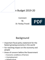Union Budget 2019-20: Comment by Dr. Pankaj Trivedi