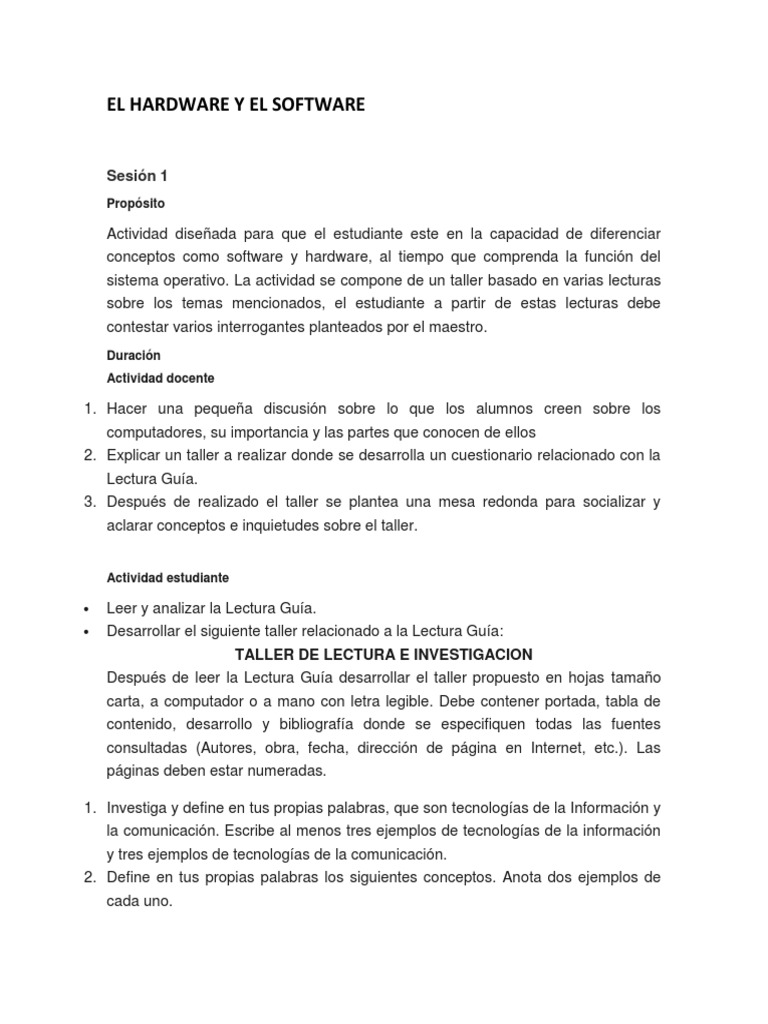El Software y El Hardware | PDF | Hardware de la computadora | Software