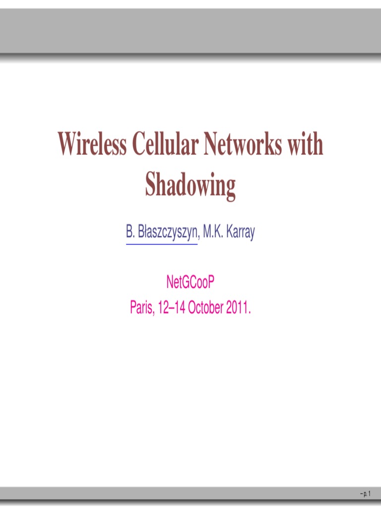Impact of Shadowing on Wireless Networks | PDF | Stochastic Process ...