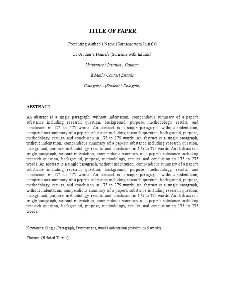 New Abstract Template | PDF | Paragraph | Communication
