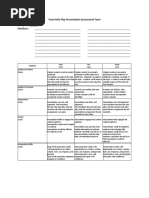 Team Role Play Presentation Assessment Form: Poor 0 Pts Fair 1 Pts Good 2 Pts Quality of Content 20 Pts