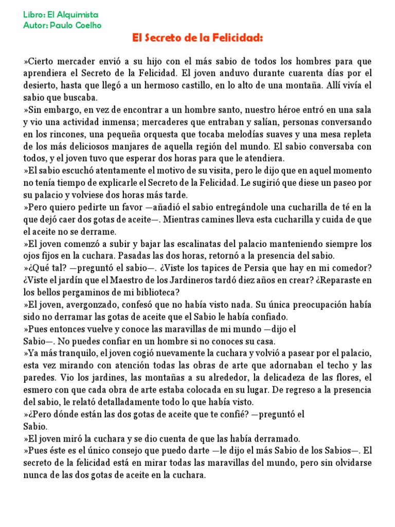 El Secreto de la Felicidad en Cuento | PDF