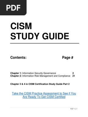 CISM Certification Study Guide Part 1 | PDF | Information Security 