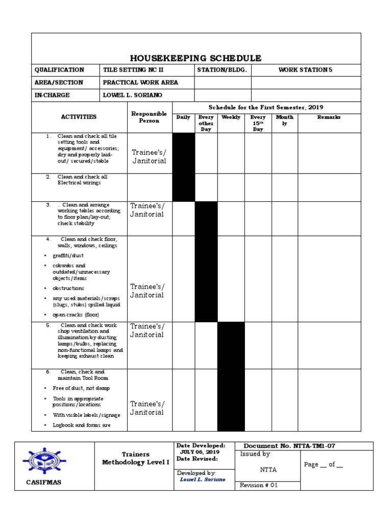 002 HouseKeeping Schedule PDF Building Engineering Nature