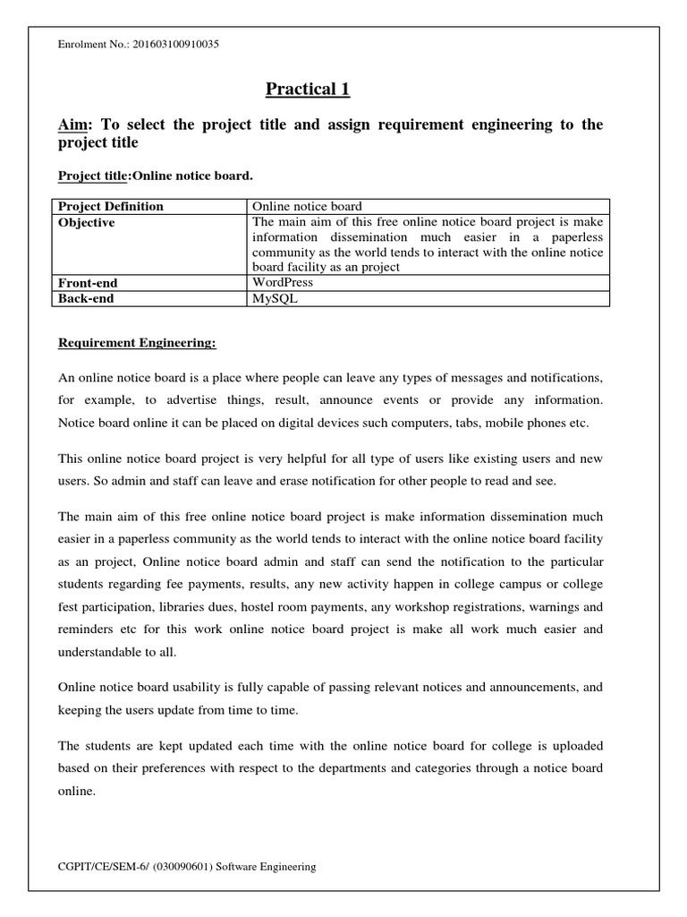 Software Enginnering Online Notice Board PDF Online And Offline