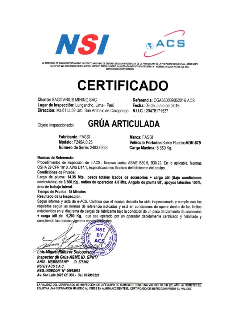 Adr 879 Certificado De Operatividad